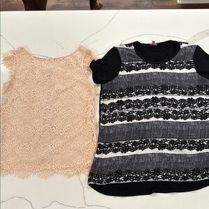 Limited Lace Top and Vince Camuto Striped Lace Tee Set